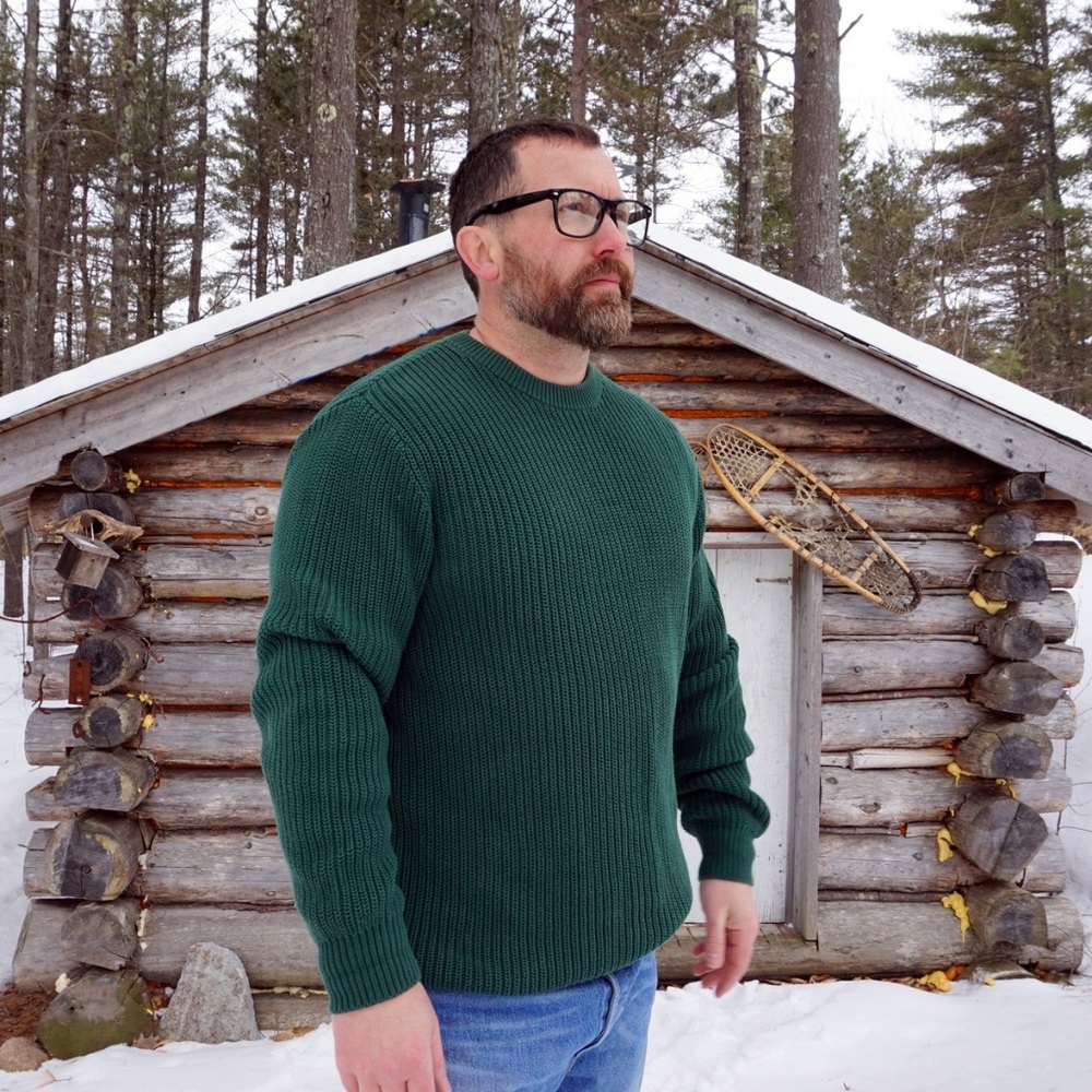 LL Bean soft green cotton crewneck sweater Large - Picture 1 of 4